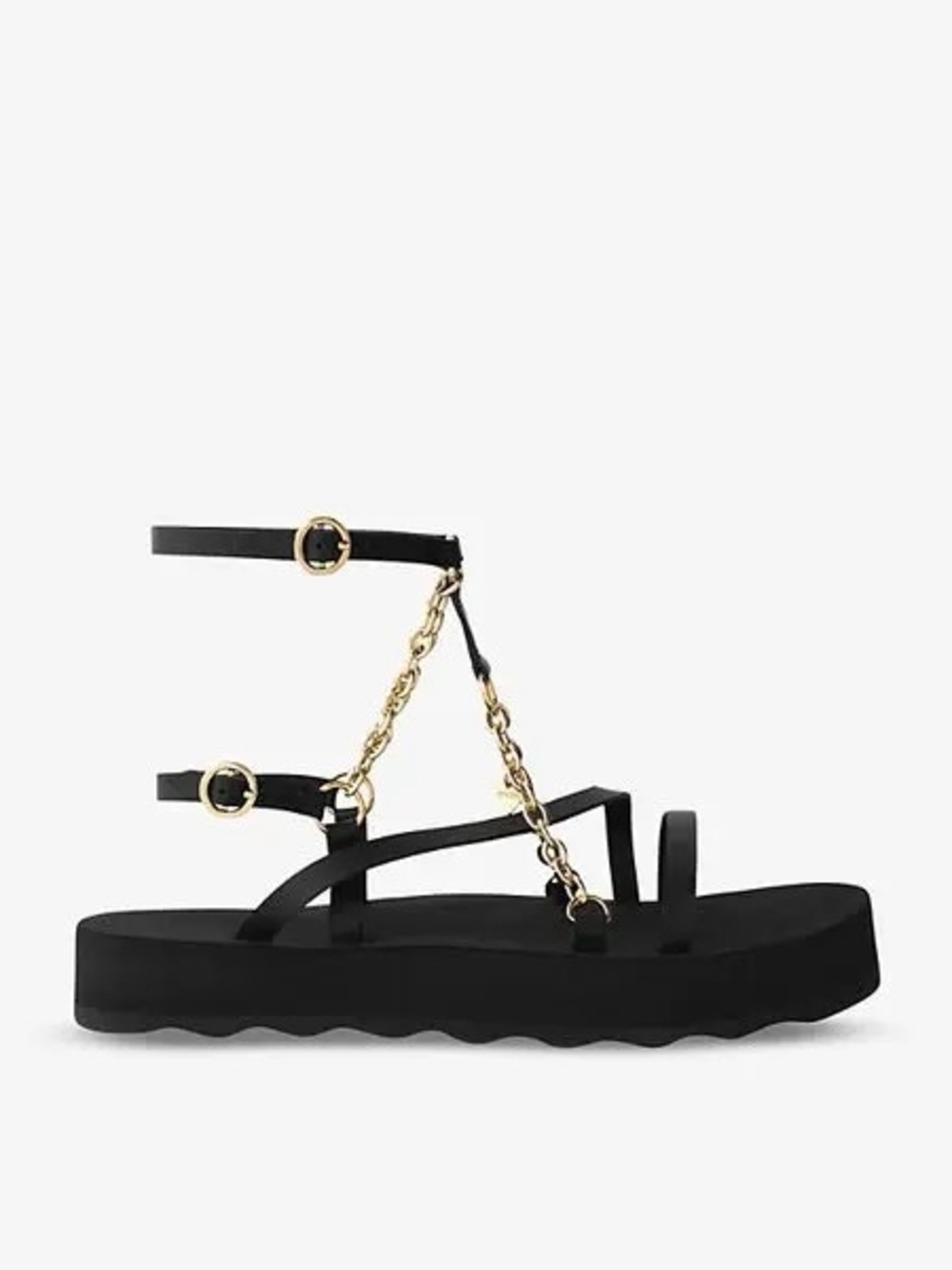 Maje Black Chain-Strap Flat Sandals - Women's Sz 36